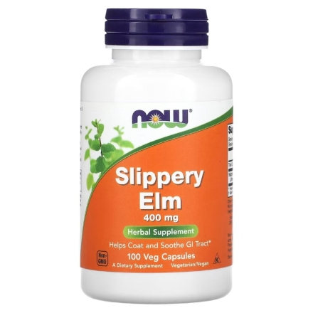 Препараты для пищеварения NOW Slippery Elm 400 mg   (100 vcaps)